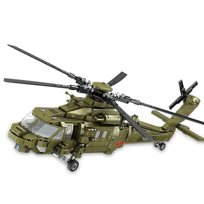 Building Blocks Tech Military Z-20 Attack Helicopter Bricks Toys - 1