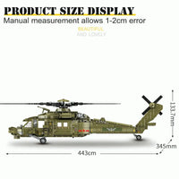 Thumbnail for Building Blocks Tech Military Z-20 Attack Helicopter Bricks Toys - 5