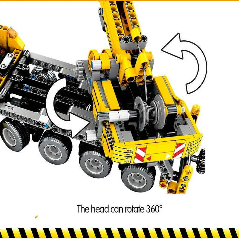 Building Blocks Tech MOC City Lifting Crane Truck Bricks Toys - 9