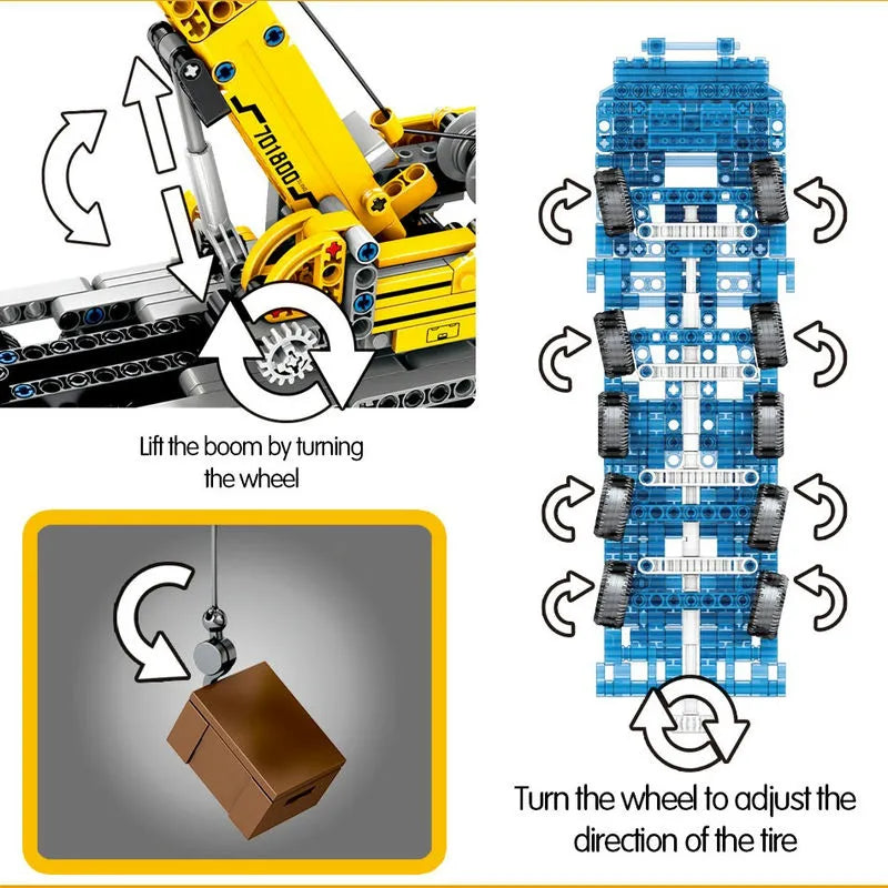 Building Blocks Tech MOC City Lifting Crane Truck Bricks Toys - 8