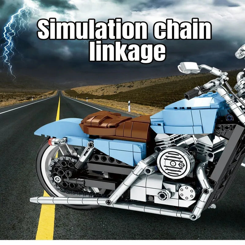 Building Blocks Tech MOC Classic Road Motorcycle Bricks Toys 701714 Construction Set Toys - 3