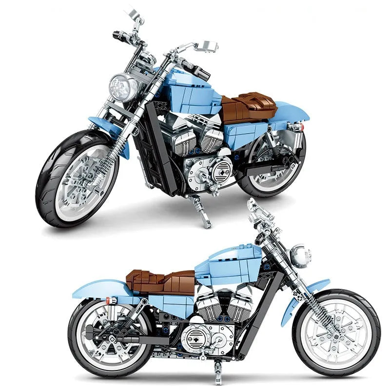 Building Blocks Tech MOC Classic Road Motorcycle Bricks Toys 701714 - 1