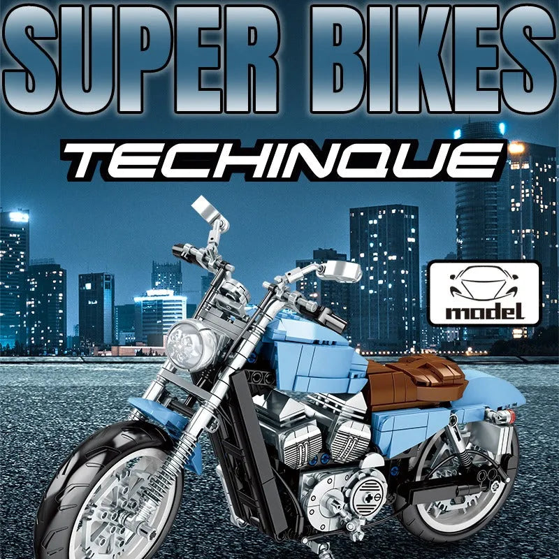 Building Blocks Tech MOC Classic Road Motorcycle Bricks Toys 701714 - 2