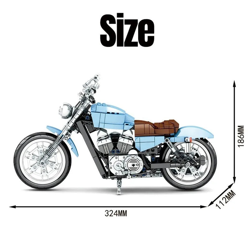Building Blocks Tech MOC Classic Road Motorcycle Bricks Toys 701714 Construction Set Toys - 6