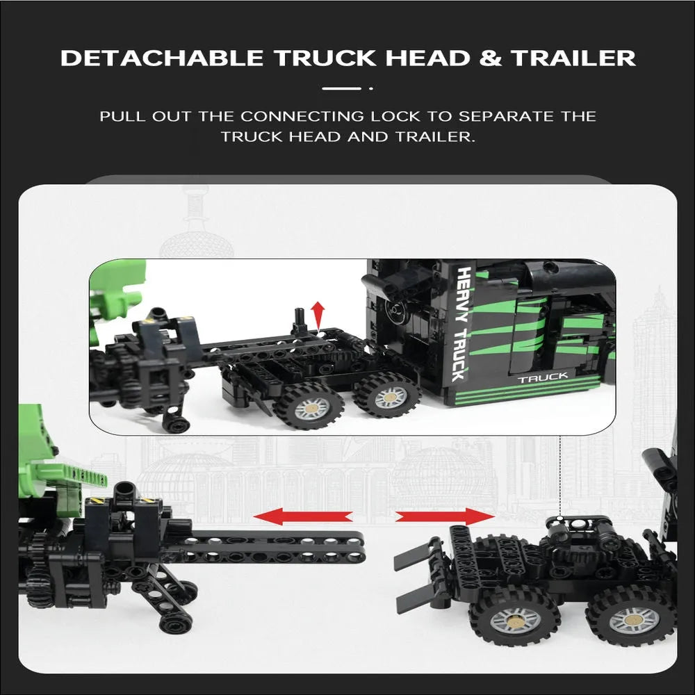 Building Blocks Tech MOC Heavy City Container Truck Bricks Toys - 5