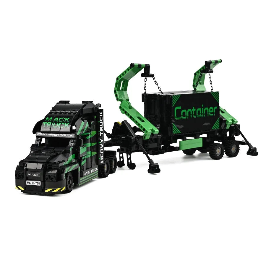 Building Blocks Tech MOC Heavy City Container Truck Bricks Toys - 1