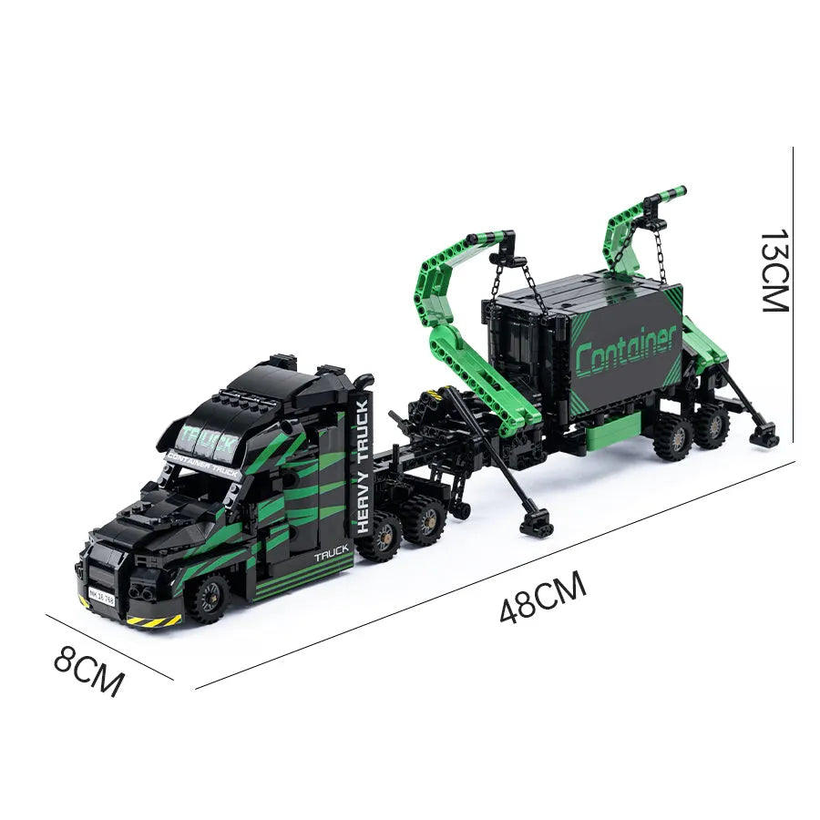 Building Blocks Tech MOC Heavy City Container Truck Bricks Toys - 2
