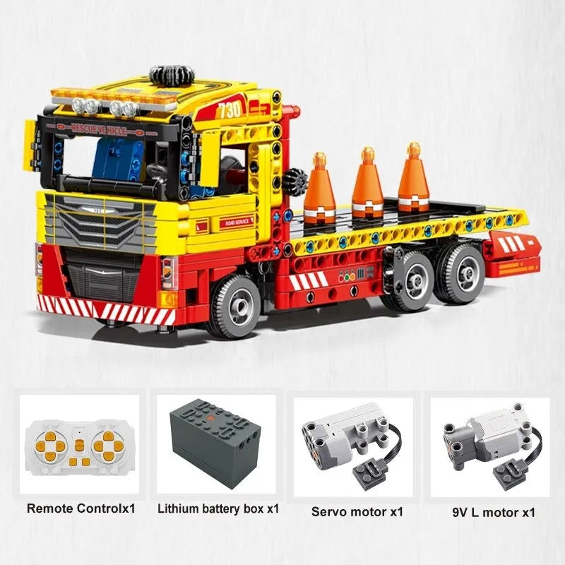 Building Blocks Tech MOC RC City Flatbed Rescue Truck Bricks Toys Construction Set Toys - 1