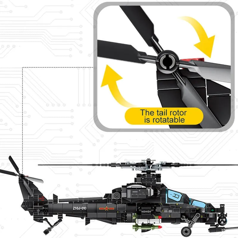 Building Blocks Tech Z10 SWAT Armed Police Helicopter Bricks Toy - 4