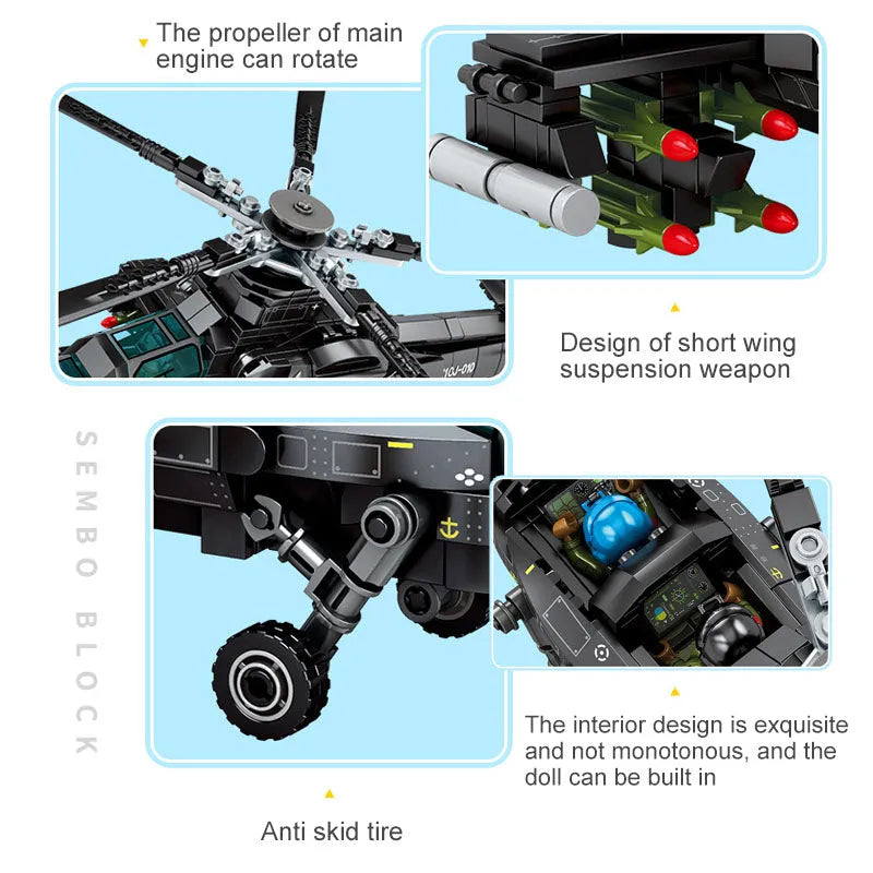 Building Blocks Tech Z10 SWAT Armed Police Helicopter Bricks Toy - 3