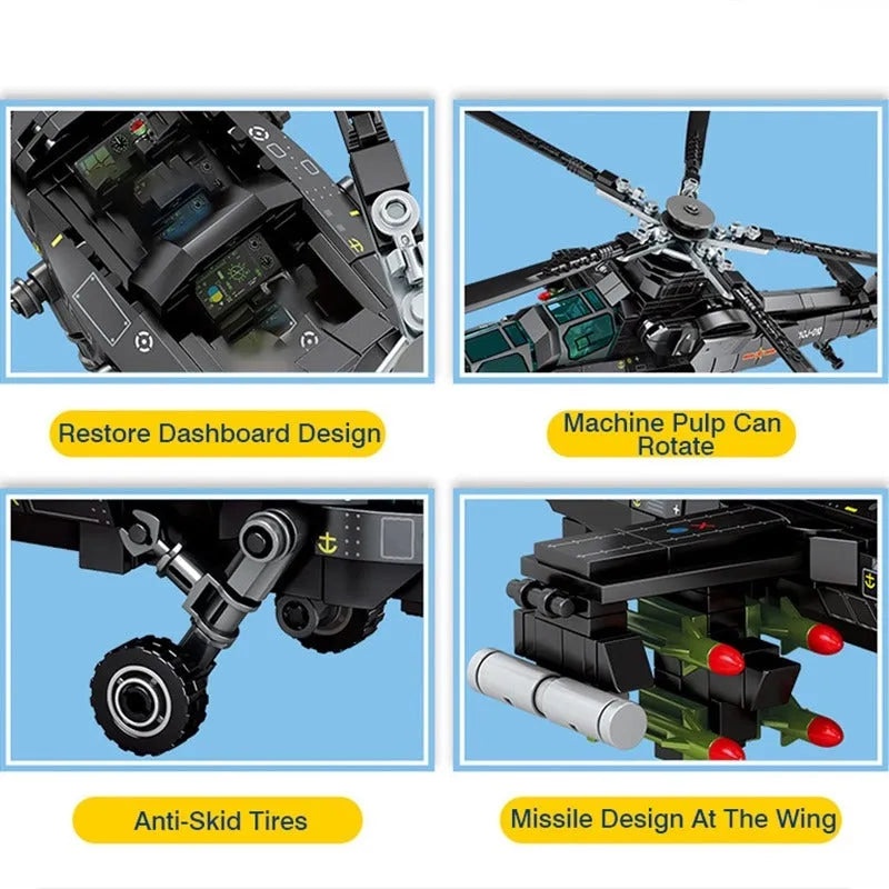 Building Blocks Tech Z10 SWAT Armed Police Helicopter Bricks Toy - 8
