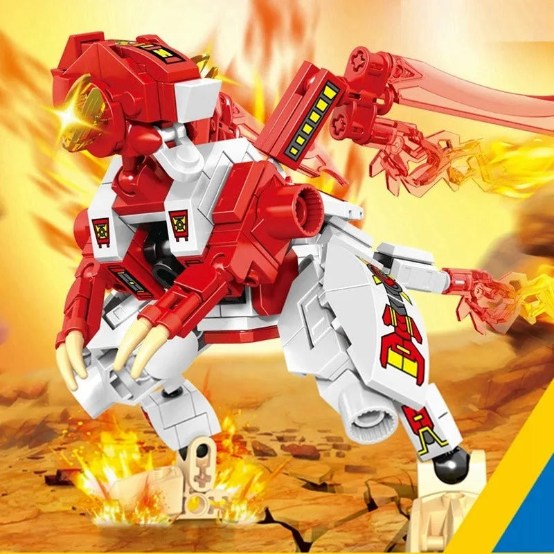 Building Blocks Transforming Flaming War Mecha Robot Bricks Toys - 9