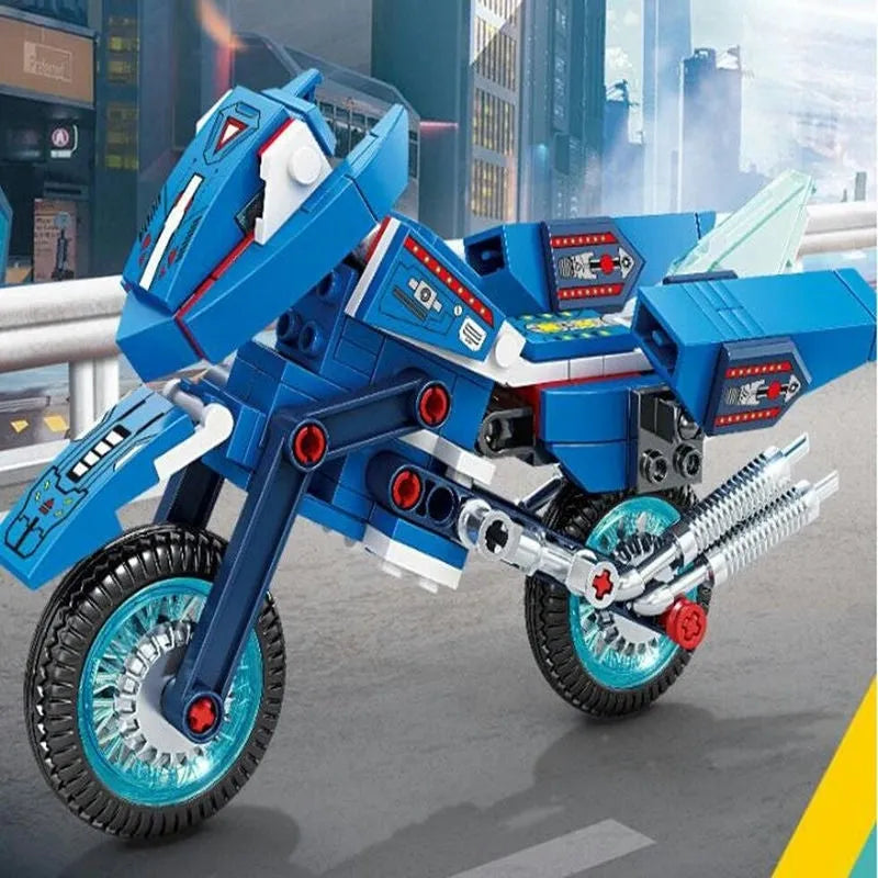 Building Blocks Transforming Super Morphing Motorcycle Robot Bricks Toy - 8