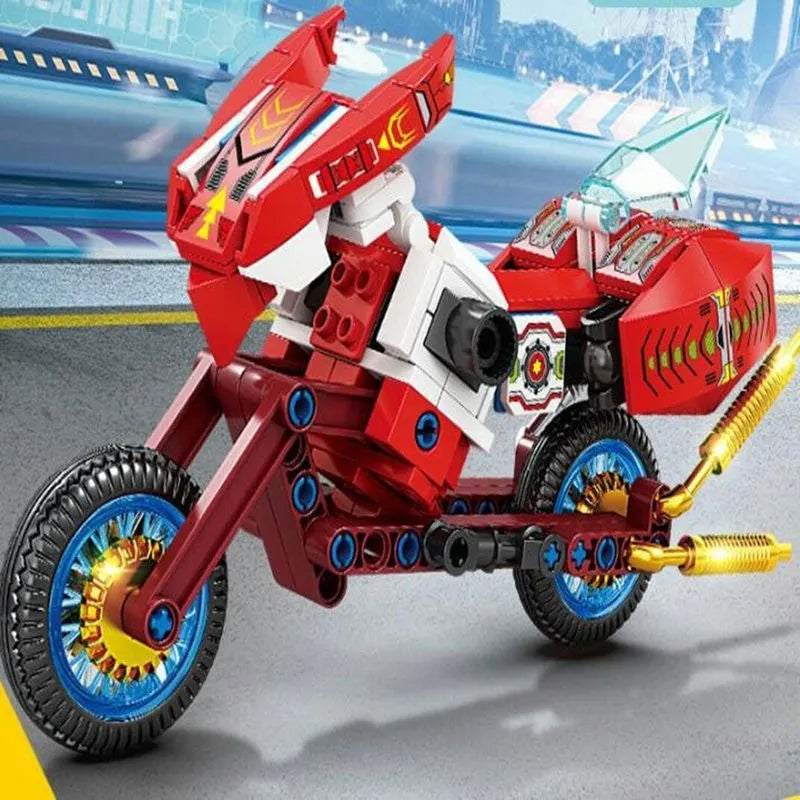 Building Blocks Transforming Super Morphing Motorcycle Robot Bricks Toy - 6