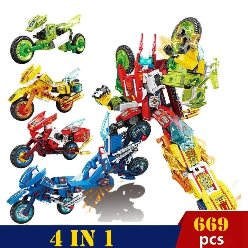 Building Blocks Transforming Super Morphing Motorcycle Robot Bricks Toy - 1