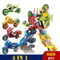 Thumbnail for Building Blocks Transforming Super Morphing Motorcycle Robot Bricks Toy - 1