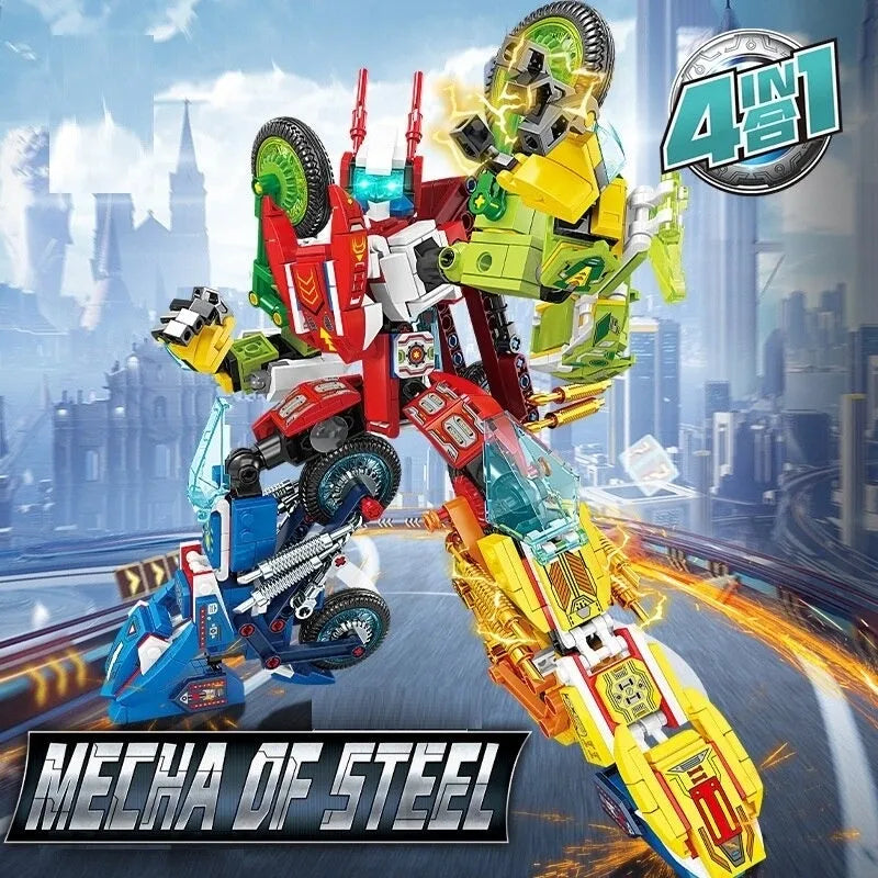 Building Blocks Transforming Super Morphing Motorcycle Robot Bricks Toy - 2