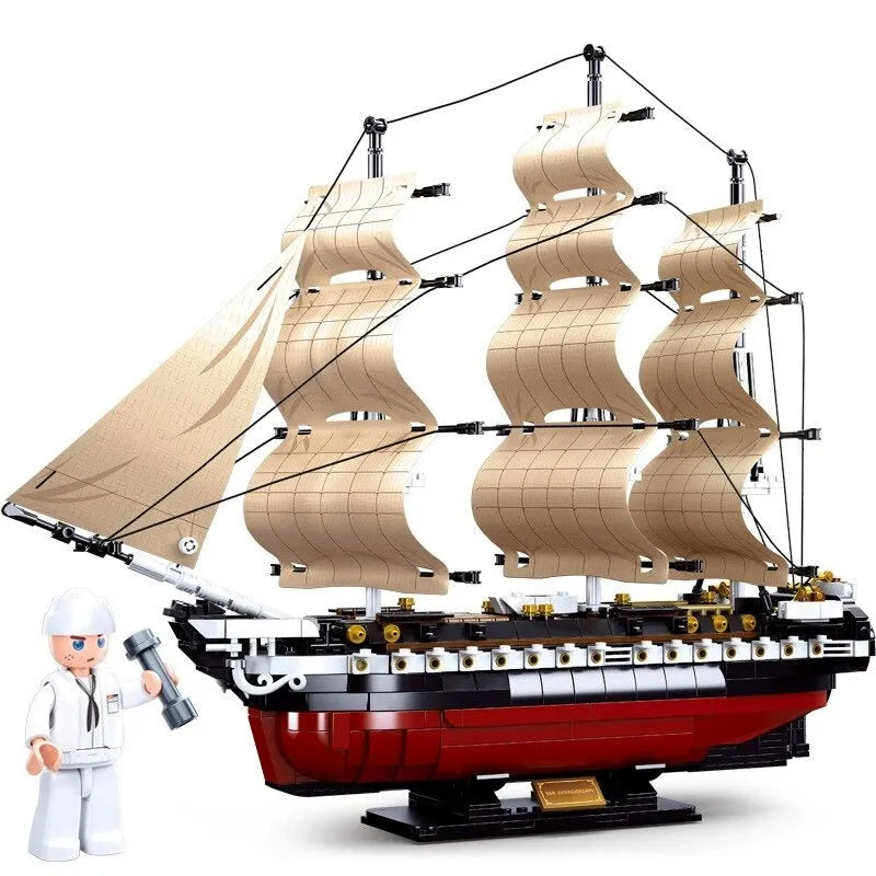 Building Blocks Creative MOC USS Constitution Pirate Ship Bricks Toys - 1