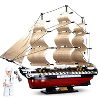 Thumbnail for Building Blocks Creative MOC USS Constitution Pirate Ship Bricks Toys - 1