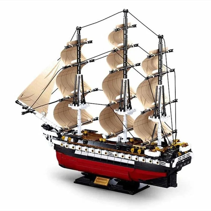 Building Blocks Creative MOC USS Constitution Pirate Ship Bricks Toys - 5