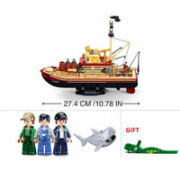 Thumbnail for Building Blocks Fisherman Great Shark Fishing Boat Bricks Toy - 2
