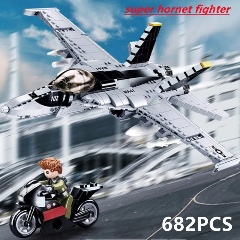 Building Blocks Military Aircraft MOC F18 Fighter Jet Bricks Toy - 2