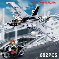 Thumbnail for Building Blocks Military Aircraft MOC F18 Fighter Jet Bricks Toy - 2