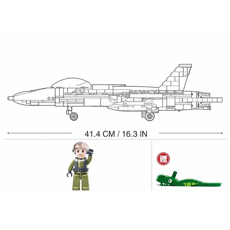 Building Blocks Military Aircraft MOC F18 Fighter Jet Bricks Toy - 5