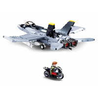 Thumbnail for Building Blocks Military Aircraft MOC F18 Fighter Jet Bricks Toy - 3