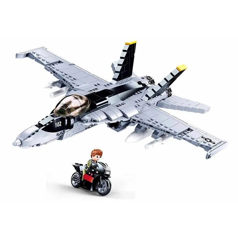 Building Blocks Military Aircraft MOC F18 Fighter Jet Bricks Toy - 1