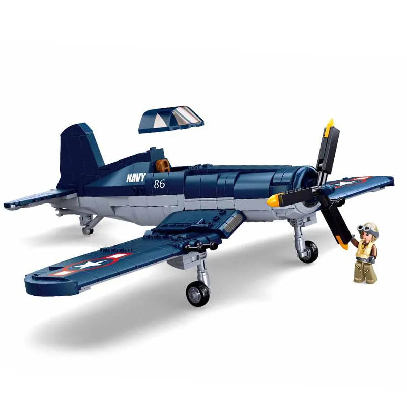 Building Blocks Military Aircraft WW2 US F4U Bomber Plane Bricks Toy - 2