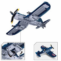 Thumbnail for Building Blocks Military Aircraft WW2 US F4U Bomber Plane Bricks Toy - 3