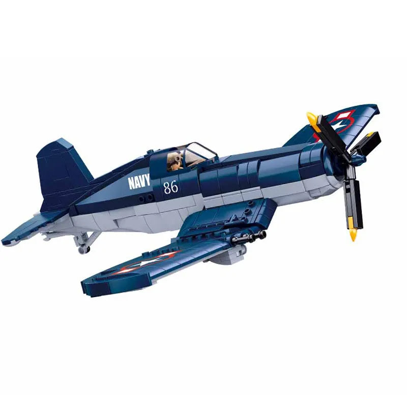 Building Blocks Military Aircraft WW2 US F4U Bomber Plane Bricks Toy - 1