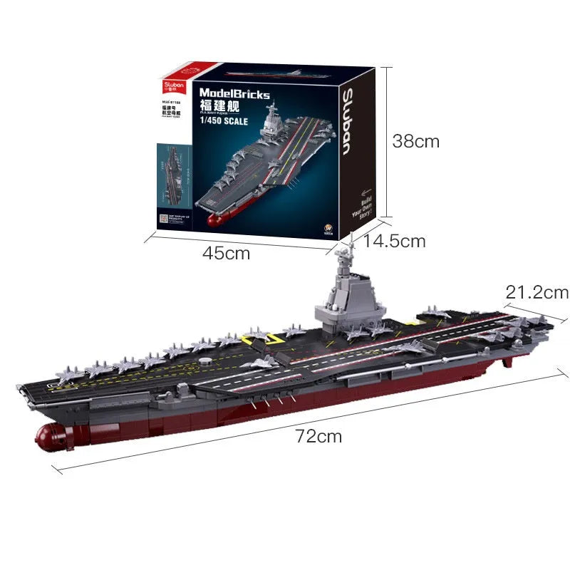 Building Blocks Military Fujian Navy 003 Aircraft Carrier Bricks Toy - 5
