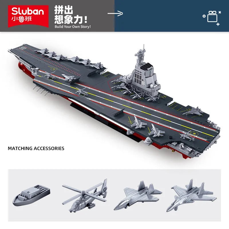 Building Blocks Military Fujian Navy 003 Aircraft Carrier Bricks Toy - 3