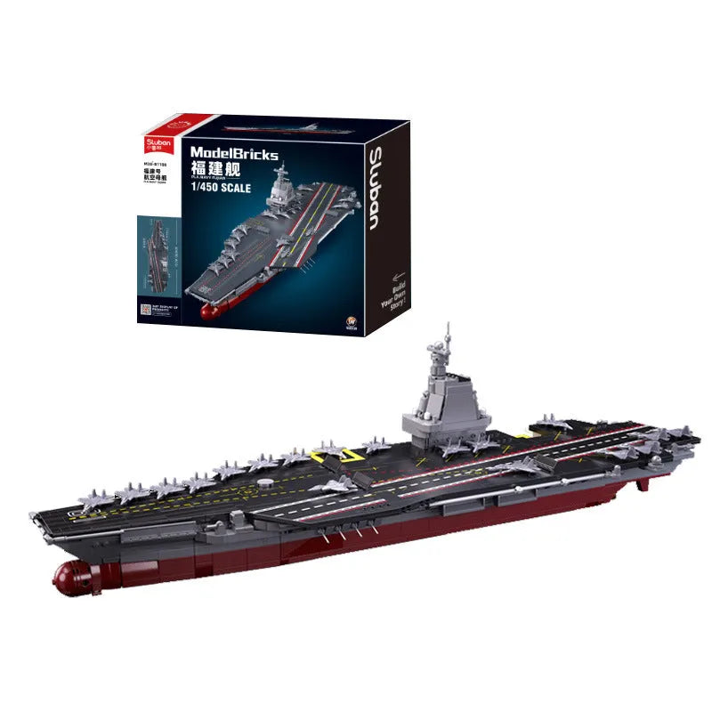 Building Blocks Military Fujian Navy 003 Aircraft Carrier Bricks Toy - 4