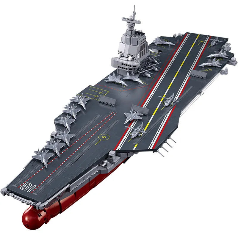 Building Blocks Military Fujian Navy 003 Aircraft Carrier Bricks Toy - 1