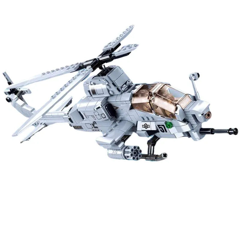 Building Blocks Military MOC AH1Z Gunship Armed Helicopter Bricks Kids Toy - 1