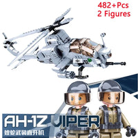 Thumbnail for Building Blocks Military MOC AH1Z Gunship Armed Helicopter Bricks Kids Toy - 4