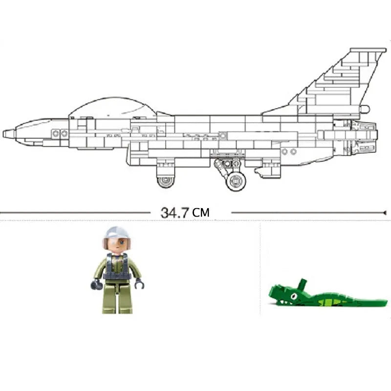 Building Blocks Military MOC F-16C Falcon Fighter Jet Aircraft Bricks Toys - 4