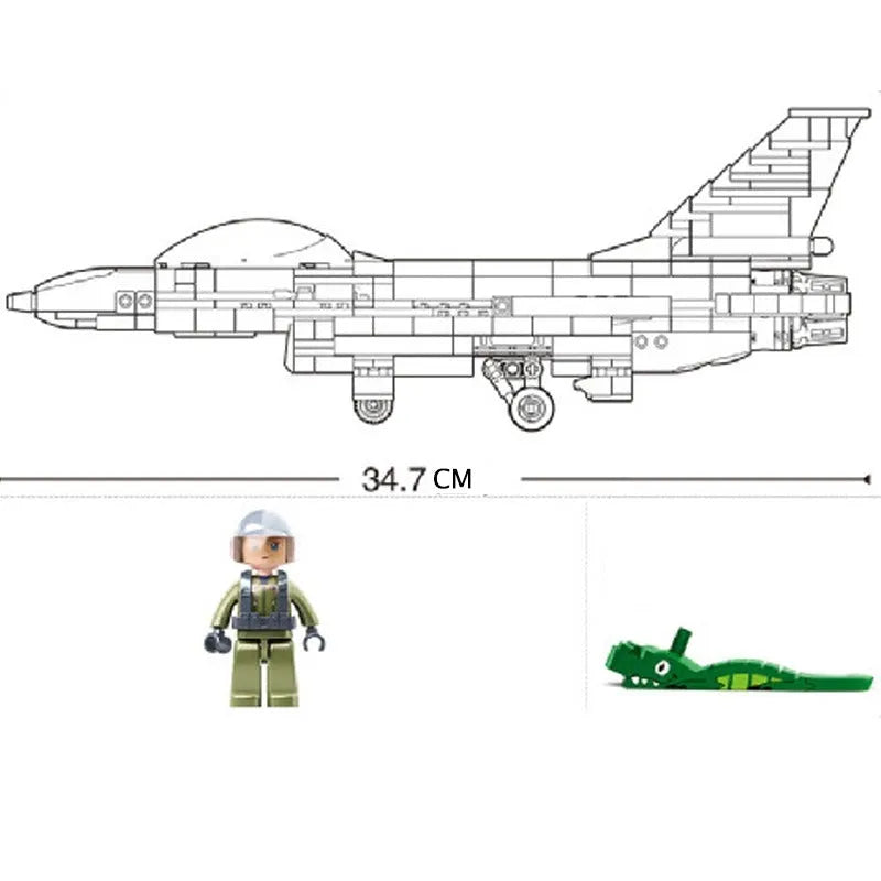 Building Blocks Military MOC F - 16C Falcon Fighter Jet Aircraft Bricks Toys - 4