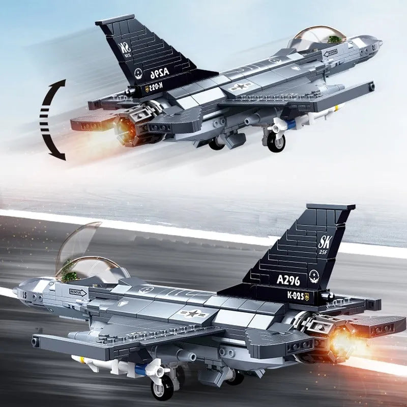 Building Blocks Military MOC F-16C Falcon Fighter Jet Aircraft Bricks Toys - 3