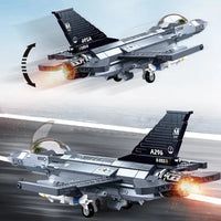 Thumbnail for Building Blocks Military MOC F - 16C Falcon Fighter Jet Aircraft Bricks Toys - 3
