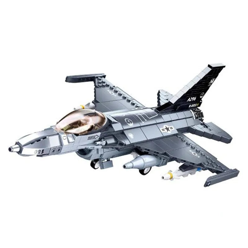 Building Blocks Military MOC F-16C Falcon Fighter Jet Aircraft Bricks Toys - 1