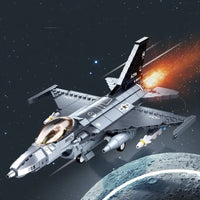 Thumbnail for Building Blocks Military MOC F - 16C Falcon Fighter Jet Aircraft Bricks Toys - 2