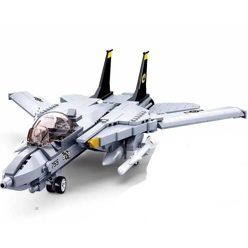 Building Blocks Military MOC F14D US Army Fighter Jet Aircraft Bricks Toys Construction Set Toys - 1