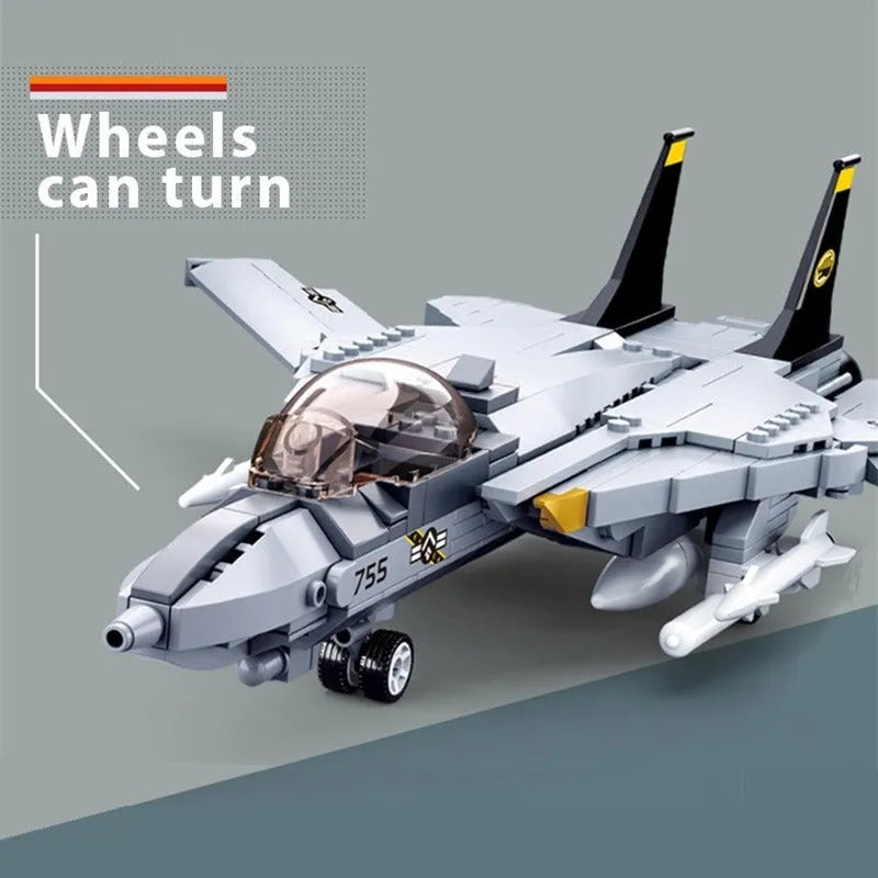 Building Blocks Military MOC F14D US Army Fighter Jet Aircraft Bricks Toys Construction Set Toys - 3