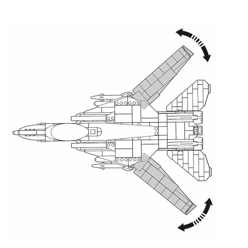 Building Blocks Military MOC F14D US Army Fighter Jet Aircraft Bricks Toys Construction Set Toys - 4