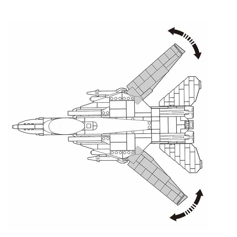 Building Blocks Military MOC F14D US Army Fighter Jet Aircraft Bricks Toys - 4