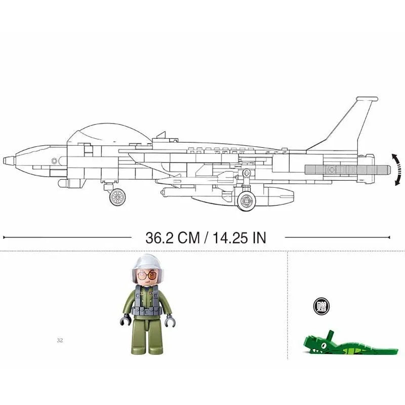 Building Blocks Military MOC F14D US Army Fighter Jet Aircraft Bricks Toys Construction Set Toys - 6
